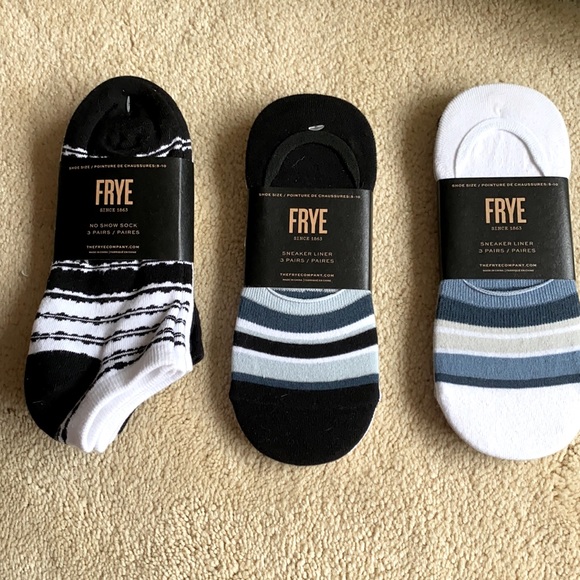 NWT Frye 3 pair. 6 sock liners 3 no show pairs